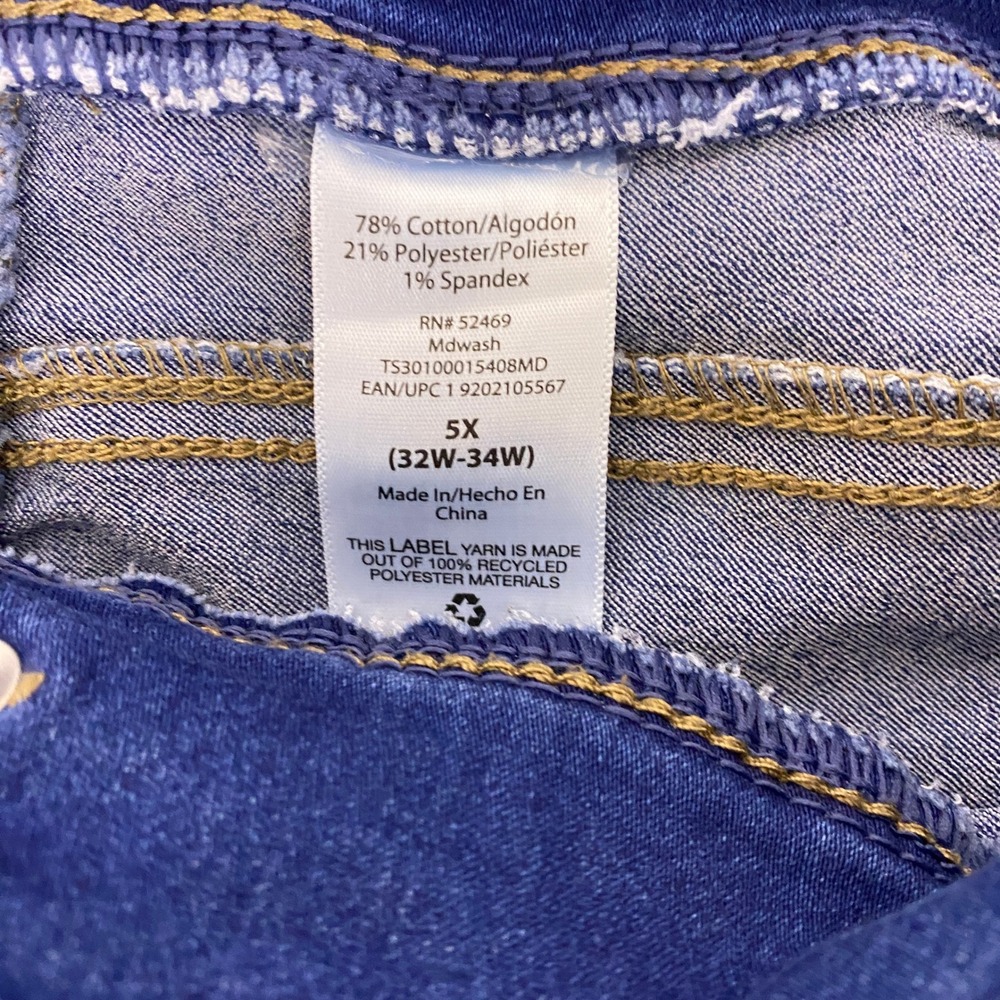 Terra & Sky Jeggings Jeans Women's Plus 5X 32W-34W Blue Medium Wash Skinny EUC - Picture 3 of 12